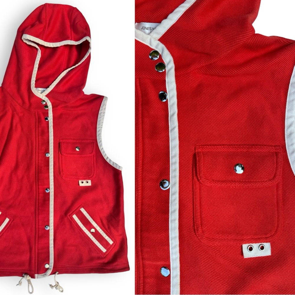 Jones New York Sport Vest Textured Ribbed Hooded